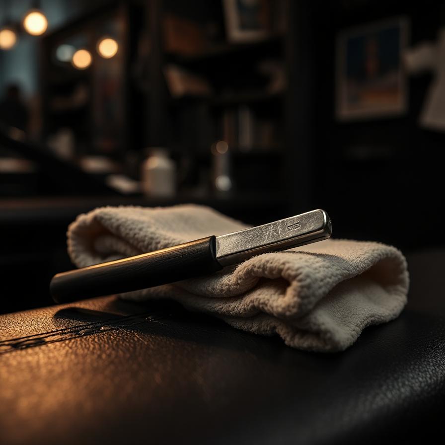 Straight razor on hot towel